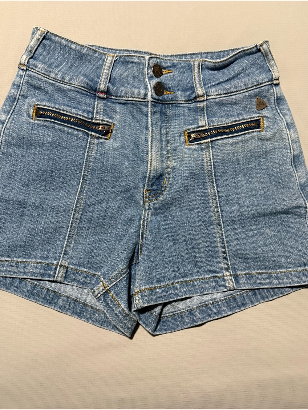 Idyllwind Light Blue High-Rise Denim Shorts with Zip Pockets